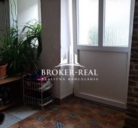 Interior of a family house with plants, a shoe cabinet, and a brick wall.