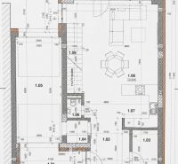 Floor plan of a house interior with room labels designated for residential plots.