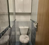 Bathroom with toilet and cabinet in a 3-room apartment.