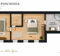 Floor plan of a cottage with two rooms and a bathroom in Banská Štiavnica.