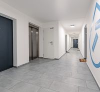 Hallway in an apartment building on Labutia Street in Bratislava - Petržalka with an elevator.