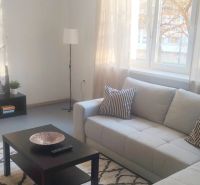Living room in a two-room apartment with a sofa, coffee table, and decorative pillows.