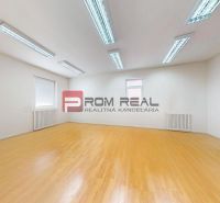 Offices with white walls and wood-patterned flooring.