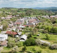 Aerial view of the village Turová with surrounding nature, suitable for residential land.
