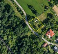 Aerial view of residential plots in Radôstka by the forest road.