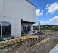Construction site of a family house on Lichnerova Street in Senec, unfinished facade, building material.
