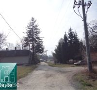 The country road to the Old Gabčíkovo Port surrounded by houses and trees, Residential plots.
