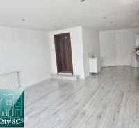 Commercial spaces with white walls and wood-patterned flooring.