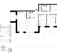 The floor plan of a 4-room apartment shows rooms, a kitchen, bathrooms, and a loggia.