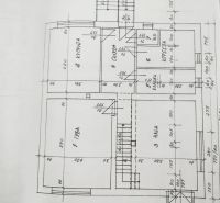Floor plan of a family house showing rooms and dimensions in Záhorská Ves.