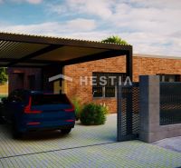 A family house in Hlboké with a brick facade and a carport.
