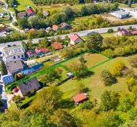 Aerial view of residential plots near Sládkovičova Street, Považská Bystrica.