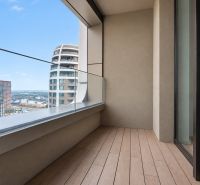 A balcony with a view in Bratislava on Továrenská Street at a 2-room apartment.