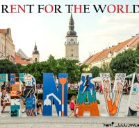 In Trnava, there are colorful signs and historical buildings, ideal for a 2-room apartment.