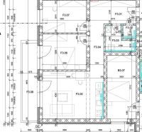 Floor plan of a 3-room apartment with clearly marked rooms and dimensions of each section.