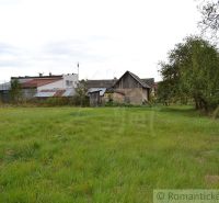 The back part of the family house in Nemcovce with a spacious grassy area and trees.