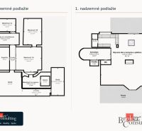 Floor plan of a villa with a garage, sauna, terrace, and living room in Bratislava-Staré Mesto.