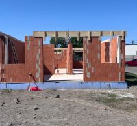 Construction of a family house in Kolónia in Michal na Ostrove, with walls made of bricks.