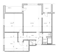 Floor plan of a 3-room apartment with loggias, storage space, and a bathroom with a toilet.