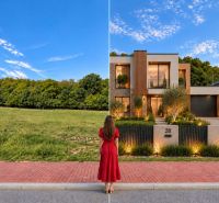 A woman is standing in front of a plot of land in front of a house in Borinka, plots - residential.