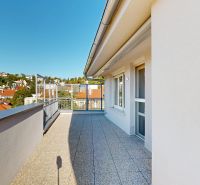 Terrace with a view of the rooftops and greenery in Bratislava - Old Town, Šulekova Street.
