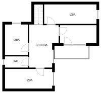 The floor plan of the cottage includes three rooms, a hallway, and a toilet.