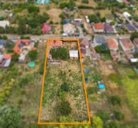 Aerial view of a garden at a family house in Bátorove Kosihy with a grassy area.