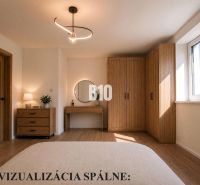 A bedroom in a family house with wooden furniture and a wooden decor floor.