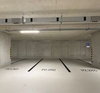 Underground parking with reserved spaces in garages.