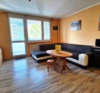 Studio apartment with a spacious sofa, wooden decor flooring, light walls, furniture.