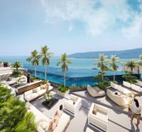 Apartment construction in Phuket with a terrace and a stunning ocean view.