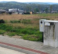 Flat residential plots in Banka with electrical distribution boxes in the foreground.