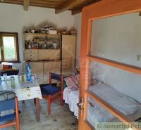 Interior of a cabin with a bed, table, chairs, and a floor with a wooden decor.