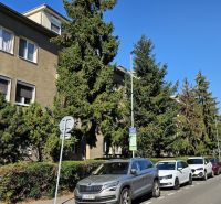 Súťažná Street, Bratislava - Ružinov, 2-room apartment, parked cars and greenery.