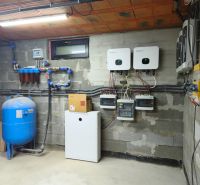 Core installation room in a family house with technology and wiring.