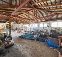 Spacious interior of a family house with a metal roof and various stored materials.