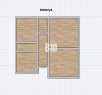 Floor plan of a family house in Púchov with a wooden decor floor.