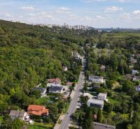 Aerial view of recreational plots in Bratislava - Devín, along Devínska Road.