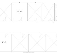 Floor plans of offices with areas of 37 and 39 m² on the fifth floor.