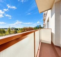 A balcony in a 3-room apartment with a view of greenery in Bratislava – Ružinov, Rumančekova Street.