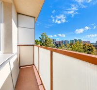 Loggia of a three-room apartment with a view of Rumančeková Street in Bratislava - Ružinov.
