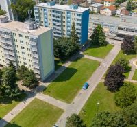 Apartment blocks and greenery on 8th May Street in Piešťany.