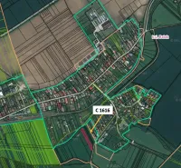 Map of agricultural and forest lands around Podhájska.
