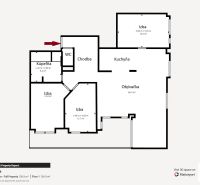 Floor plan of a 4-room apartment on Družstevná Street, Hamuliakovo with a large living room and kitchen.