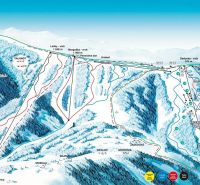 Ski map of the Veľká Rača resort, Oščadnica with marked slopes and freeride areas.