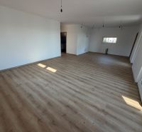 Interior of a family house with white walls and a floor with a wood decor.