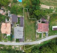 Aerial view of a construction plot in Medzianky designated for residential use.