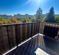 Balcony of a 3-room apartment with a view of greenery on Obrody Street, Košice - West district.