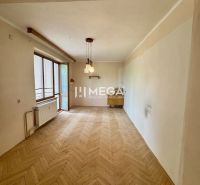 2-room apartment with wood-patterned flooring and a large window with a view.