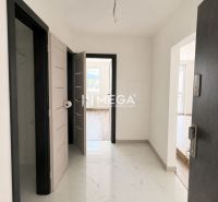 A hallway of a 2-room apartment with a wooden decor floor and white walls.